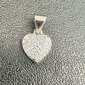 White Gold Heart Pendant with Clear Crystals